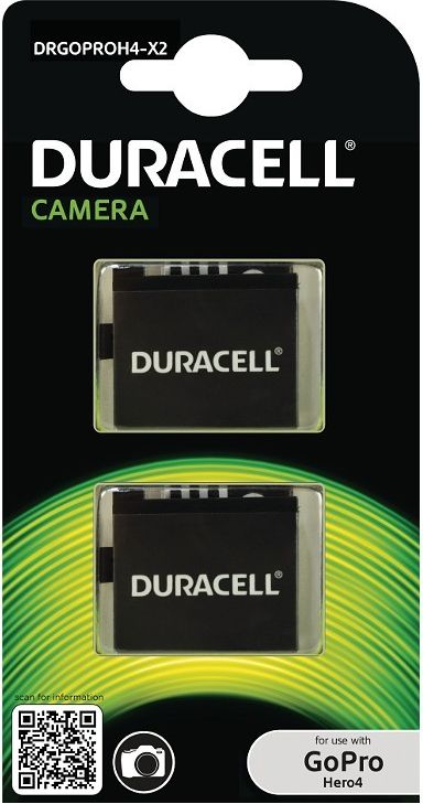 Bateri e rikarikueshme Duracell DRGOPROH4 X2, 1160mAh, Li Ion, për GoPro Hero 4