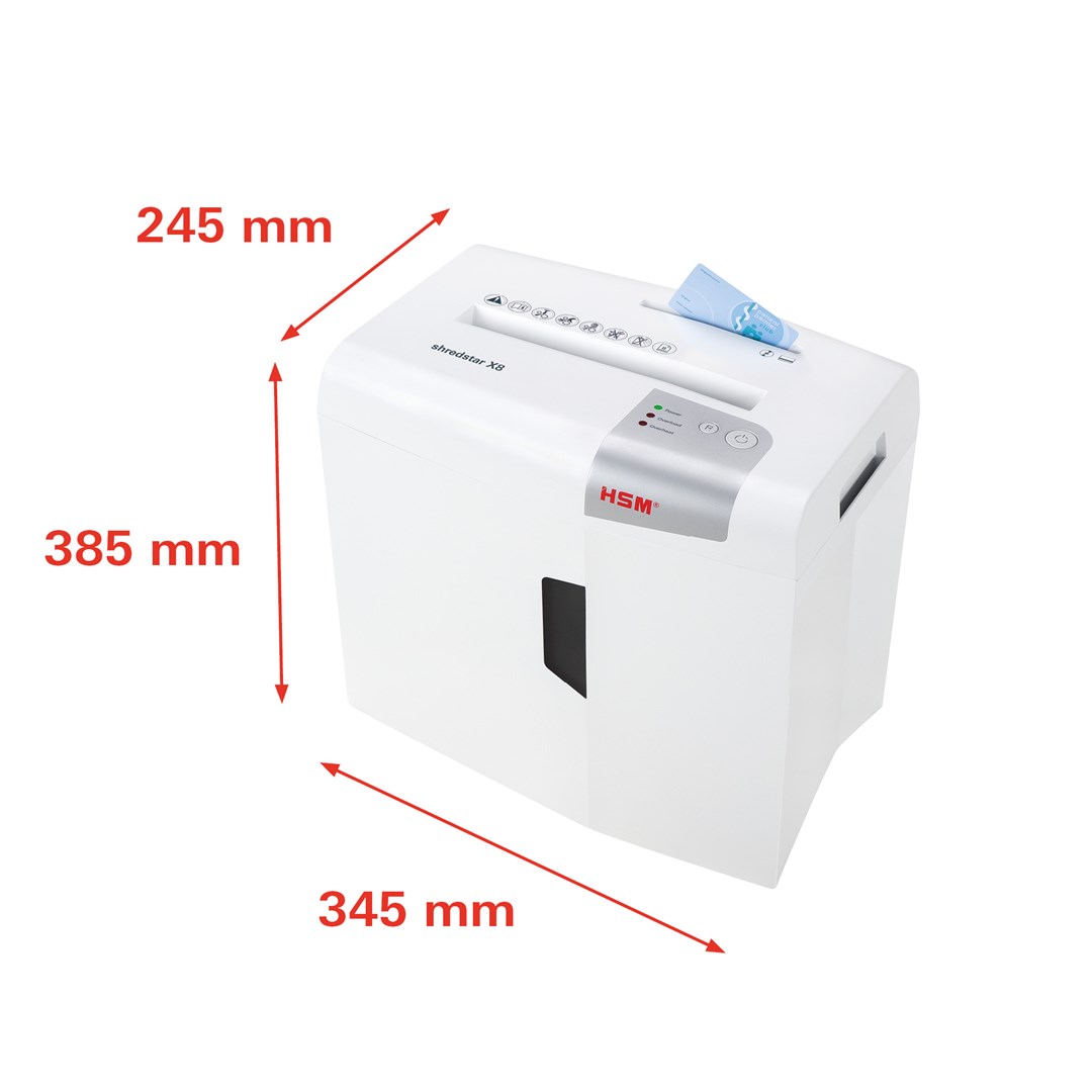 Makinë shkatërruese dokumentesh HSM Shredstar X8 P-4, 250W, prerje kryq, e bardhë