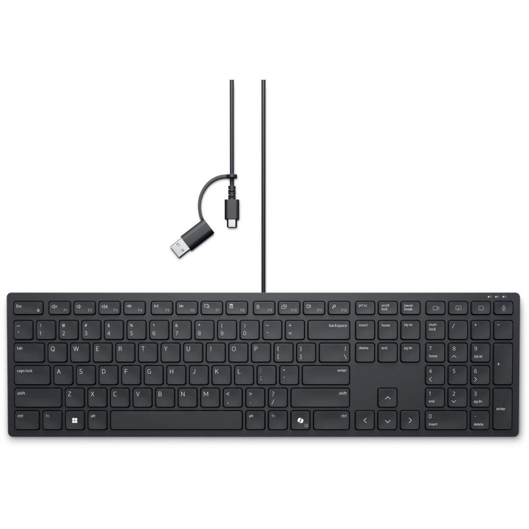 Tastierë DELL Pro Wired Collaboration KB525C, me kabëll, US International QWERTY, e zezë