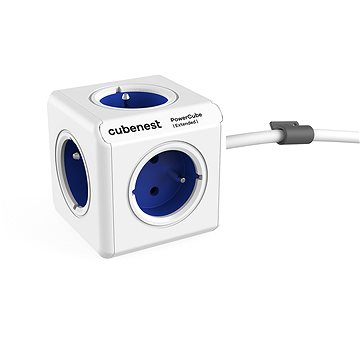 Zgjatues me priza Cubenest Powercube Extended, 5x priza, kabllo 1.5 m, i bardhë e kaltër