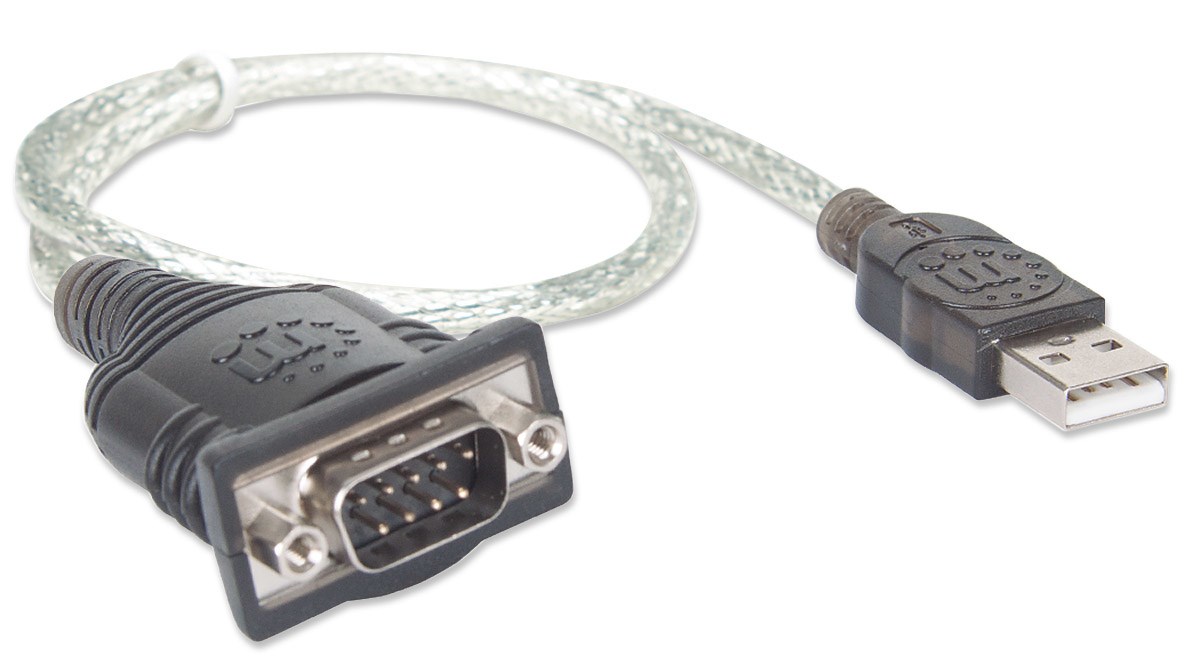 Kabllo konvertuese USB A në RS232 Manhattan, 0.45 m, transparente