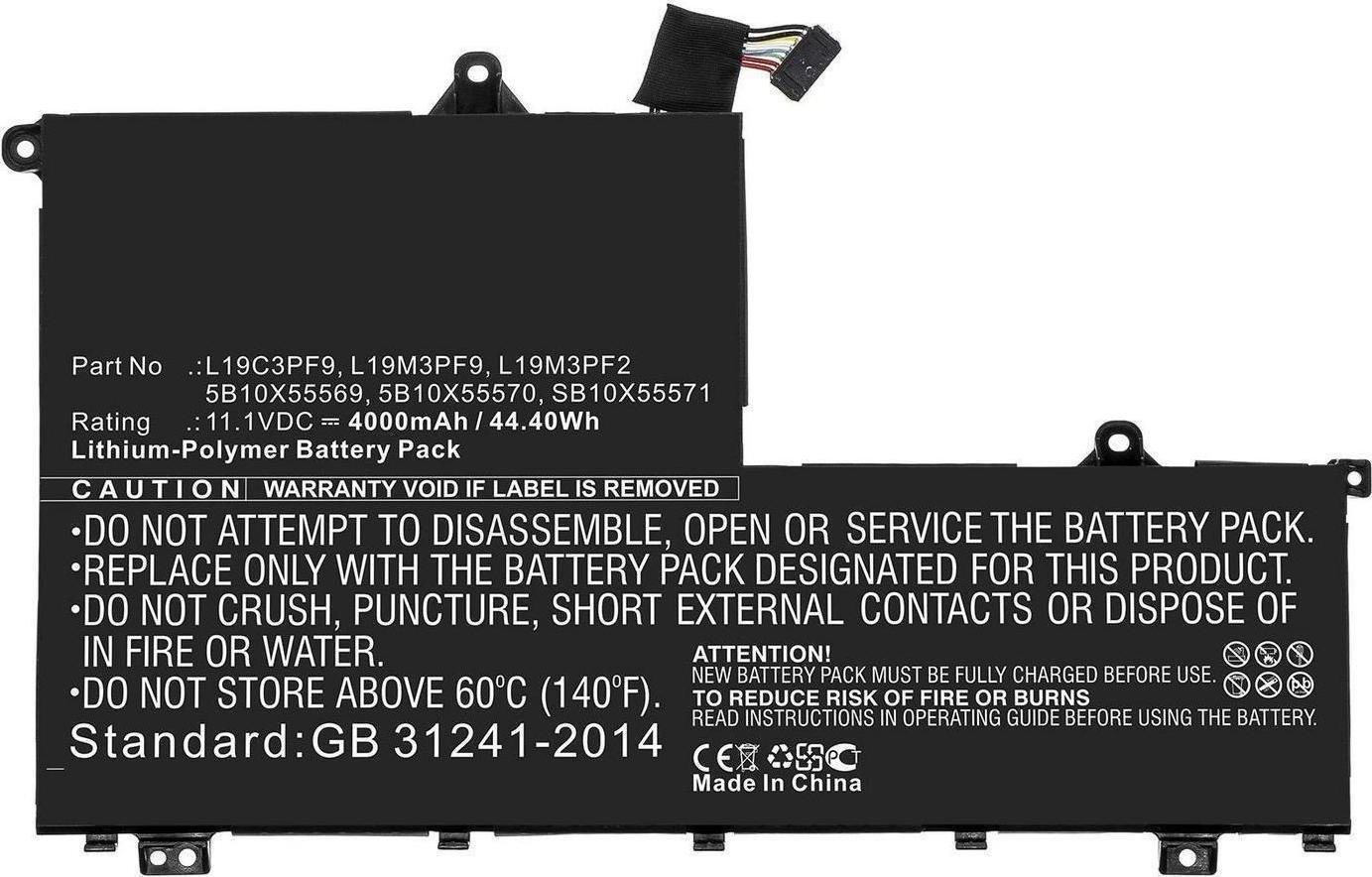 Bateri laptopi CoreParts për Lenovo ThinkBook 14 IIL 14 IML, 4000mAh, e zezë
