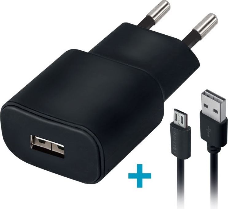 Karikues muri Forever TC-01, USB 2A, me kabllo microUSB, i zi