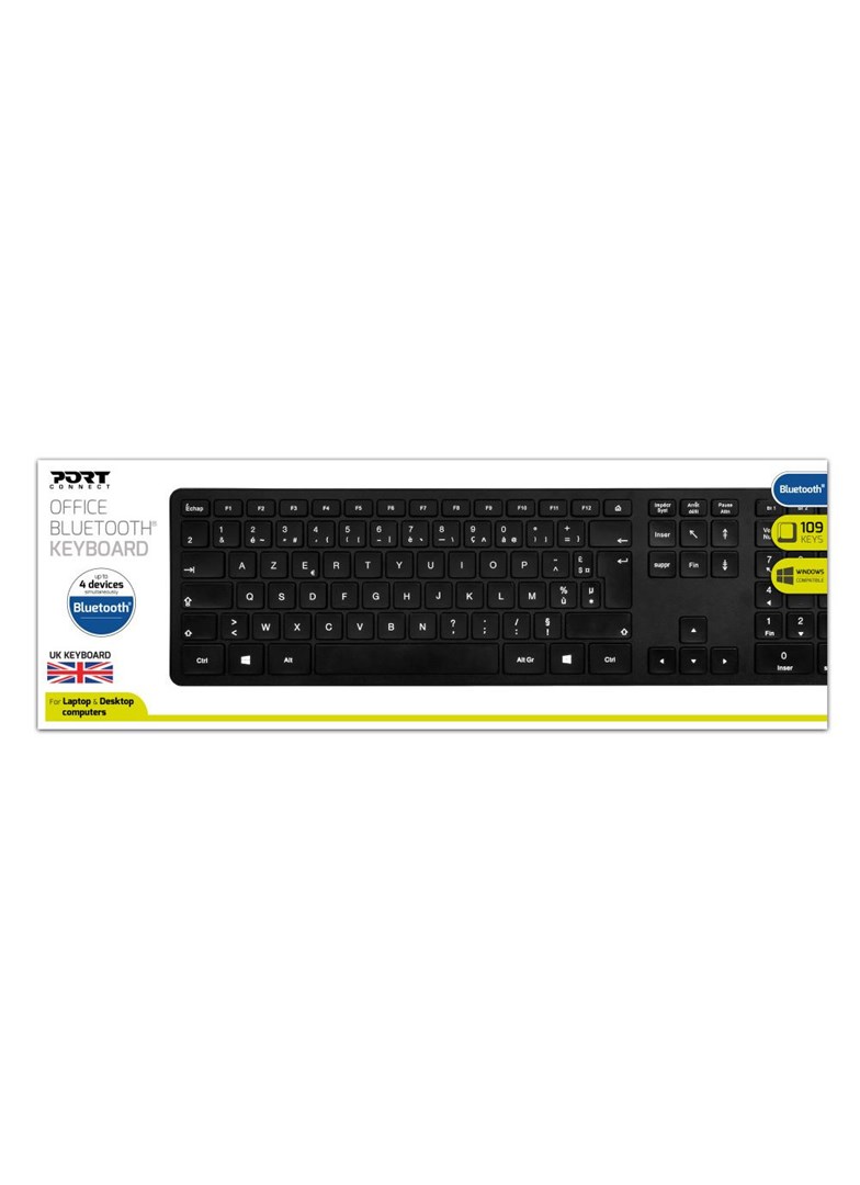 Tastierë Port Designs 900903-UK, RF Wireless + Bluetooth, e zezë