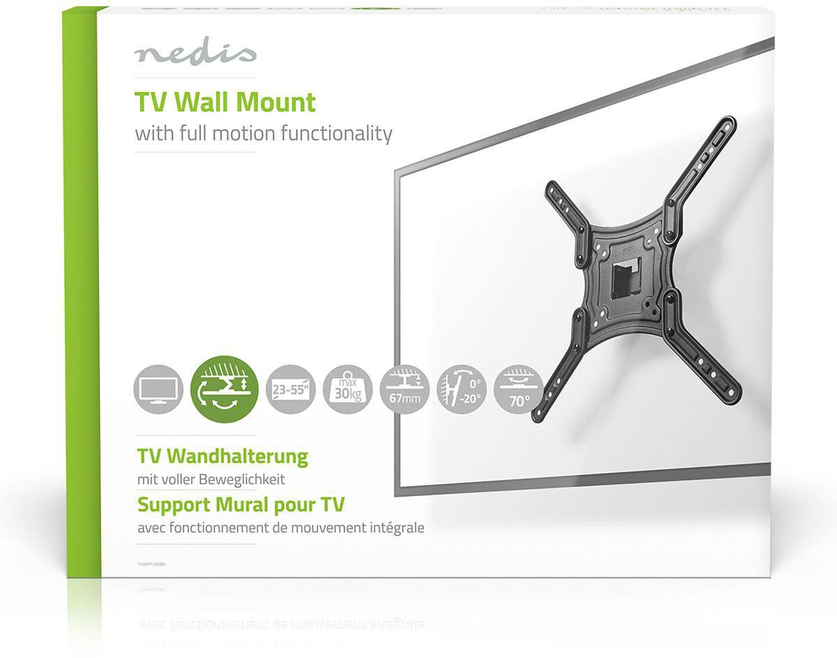 Suport muri për TV Full Motion, 23-55", 30kg, i zi