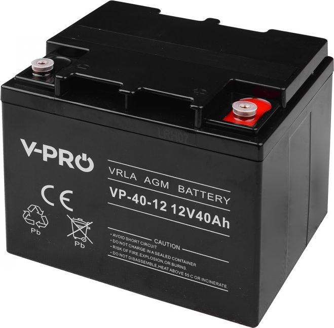 Bateri AGM V Pro 12V 40Ah, pa mirëmbajtje, me vidha M6