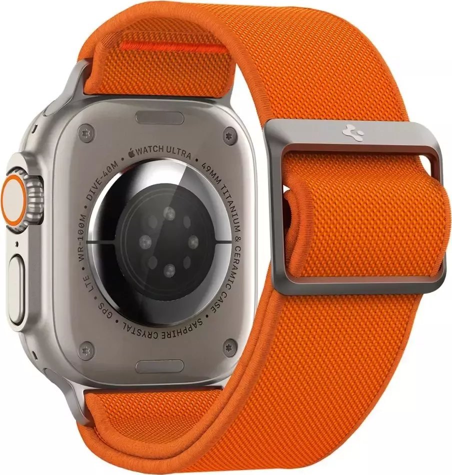 Rrip ore Spigen Fit Lite Ultra për Apple Watch 4/5/6/7/SE/8/Ultra, 44/45/49mm, najlon, portokalli