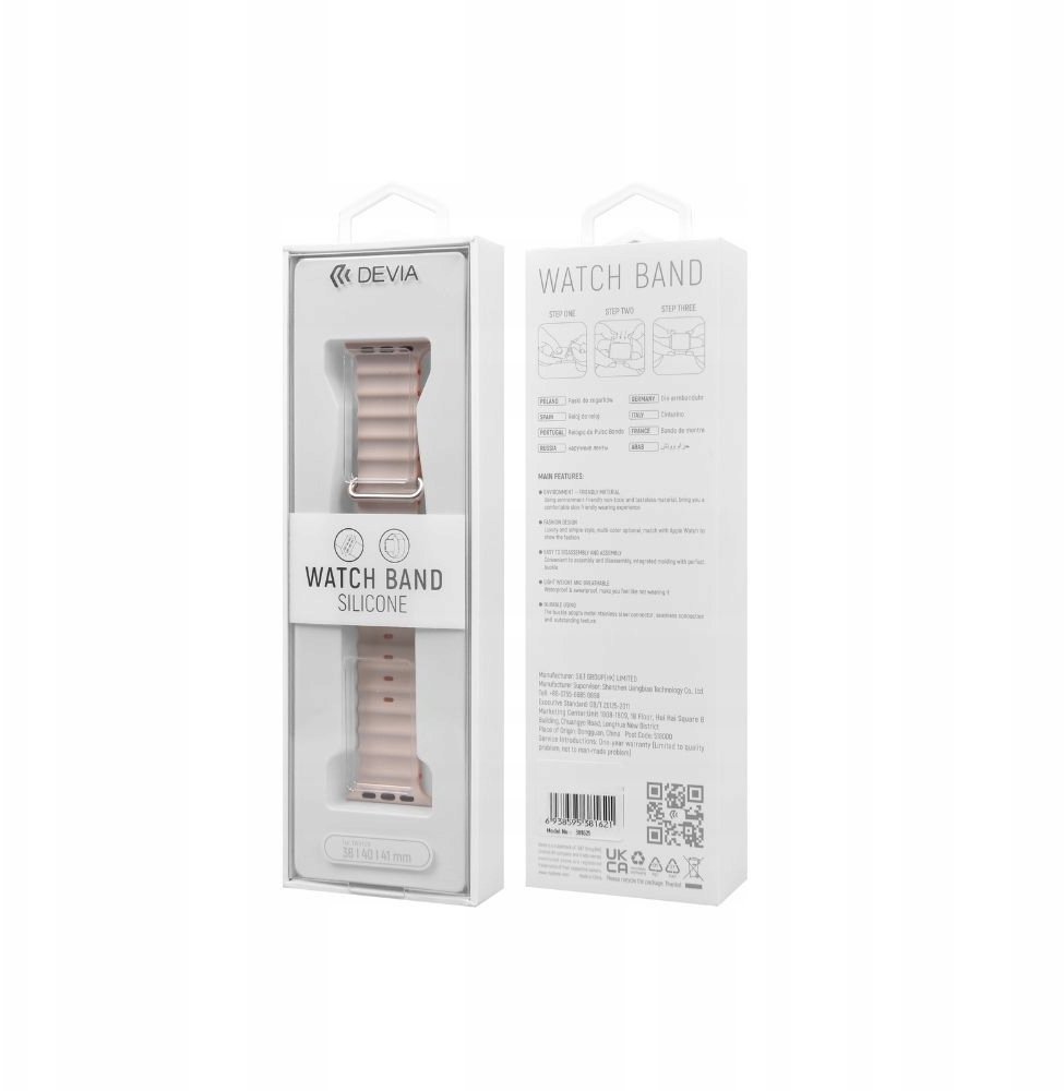 Rrip ore Devia Deluxe Sport6 për Apple Watch, silikon, 42 44 45 49mm, gri e çelët