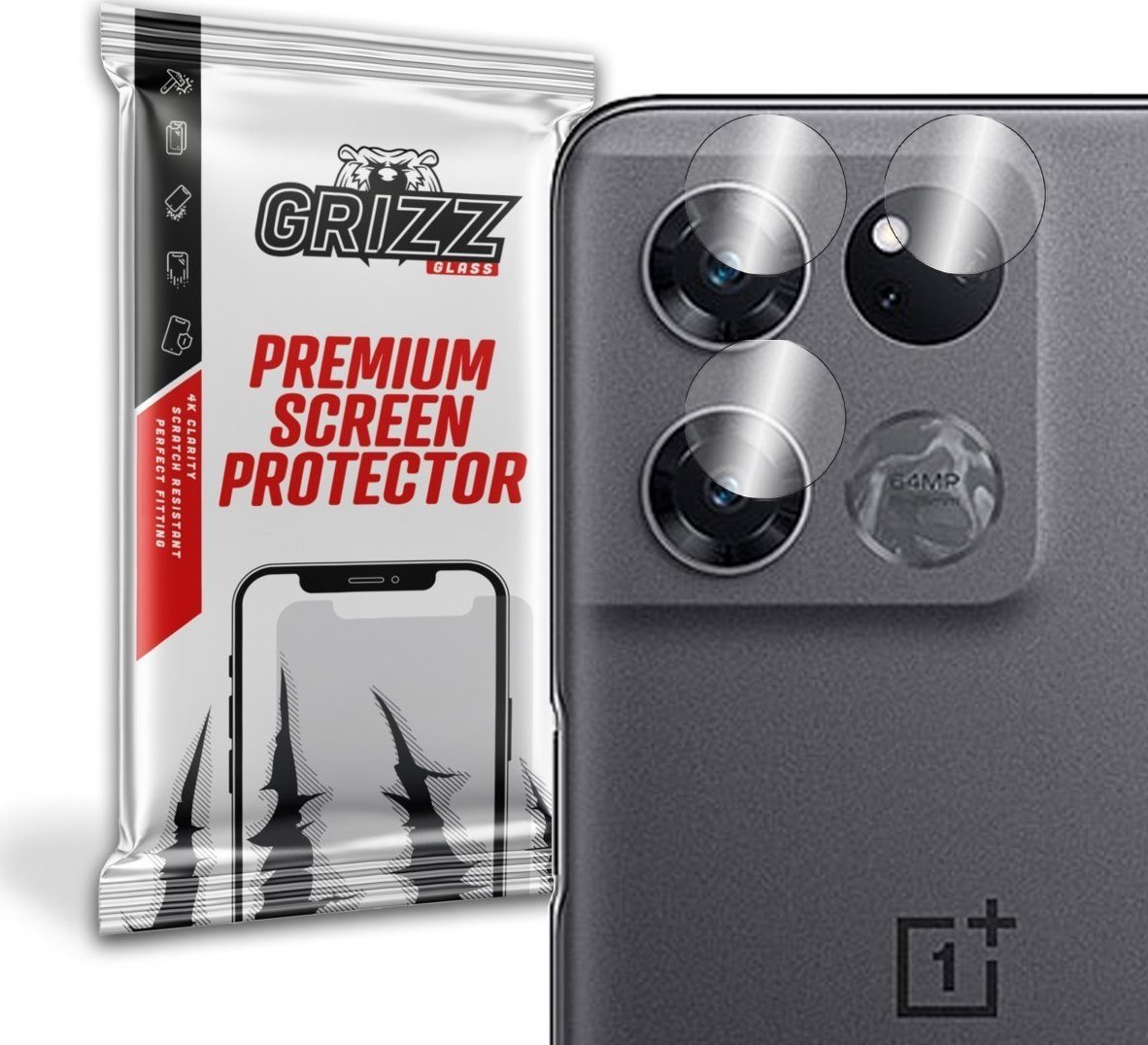 Mbrojtës kamere GrizzGlass OnePlus Ace Racing Edition, qelq hibrid, set 2 copë, transparent