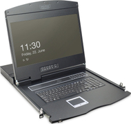 ЛЦД КВМ конзола Digitus 19\", 1 порт VGA, германска тастатура, црна
