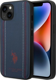 Mbulesë telefoni US Polo për iPhone 14 Plus 6.7", lëkurë sintetike, hardcase TPU, blu navy