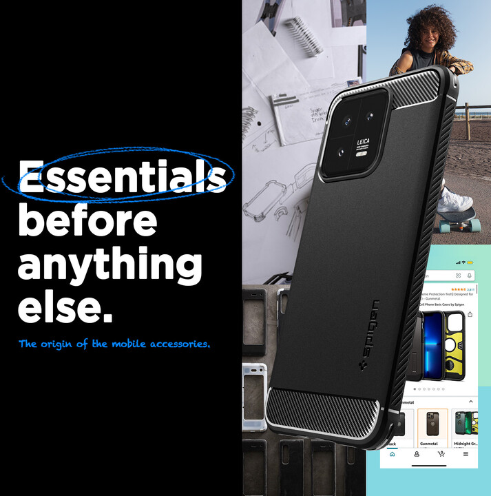 Mbrojtëse Spigen Rugged Armor për Xiaomi 13, e zezë