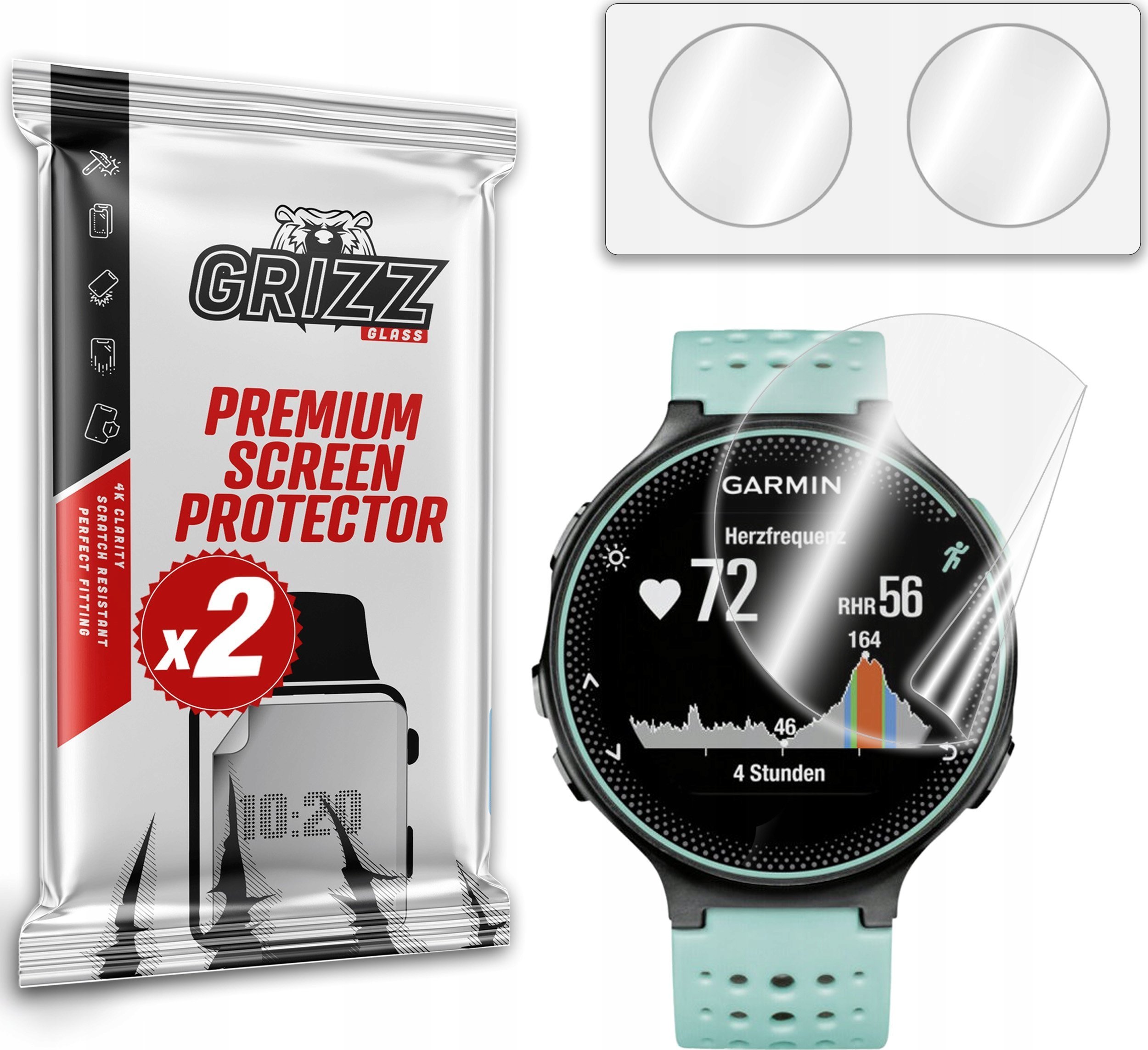 Film keramik mbrojtës GrizzGlass CeramicFilm për Garmin Forerunner 235, 2 copë, transparent