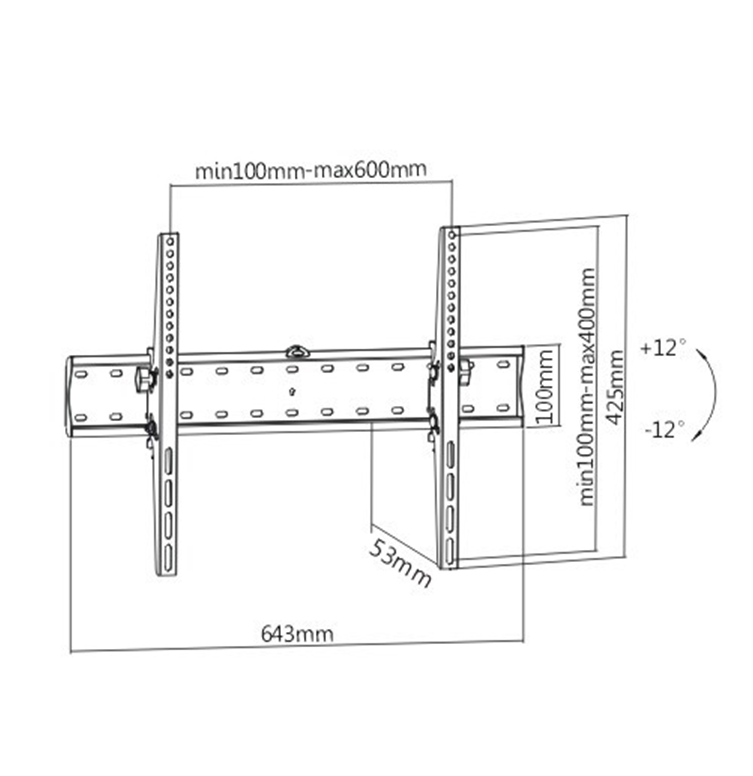 Носач за ТВ Gembird WM-70T-02, 37-70\", VESA 600x400, црна
