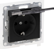 Prizë murale Legrand IP44, terminale automatike, 16A, e zezë