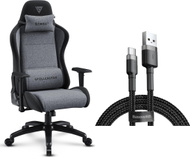 Karrige gaming SENSE7 Spellcaster FUKU XL, pëlhurë, komplet me kabllo USB, gri e zezë