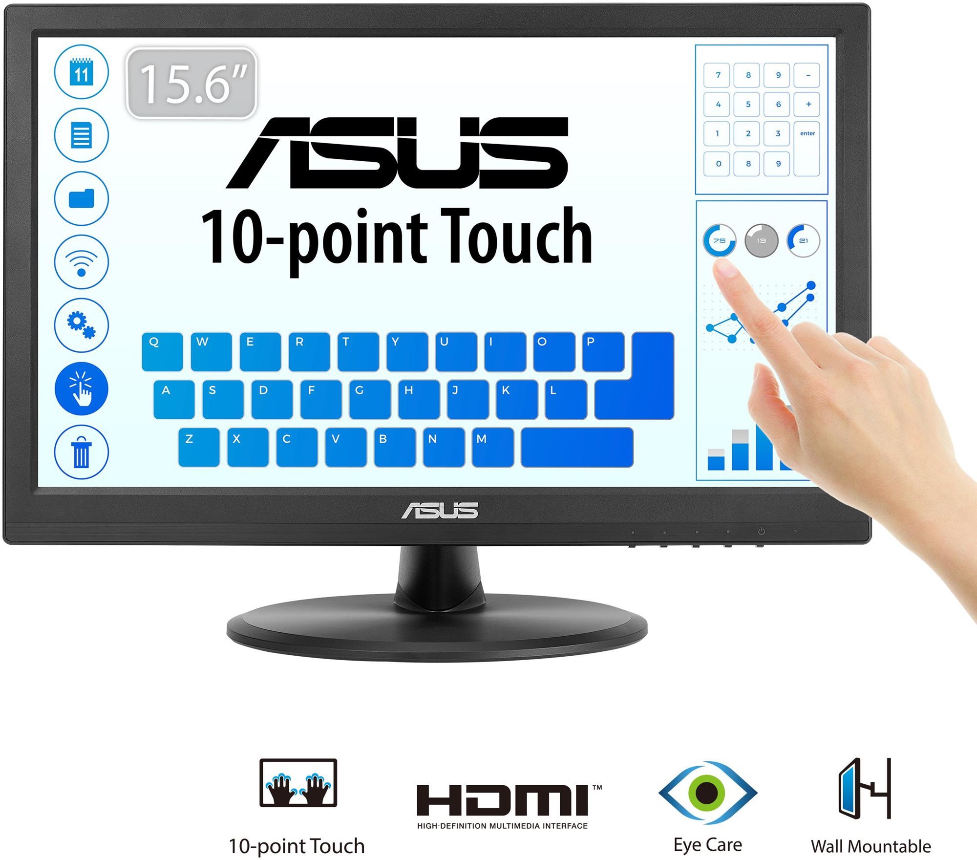 Monitor ASUS VT168HR, 15.6", LED, ekran me prekje, i zi