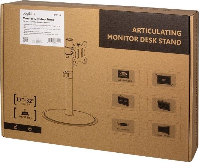 Mbajtëse për monitor LogiLink BP0110, 17"-32", e zezë