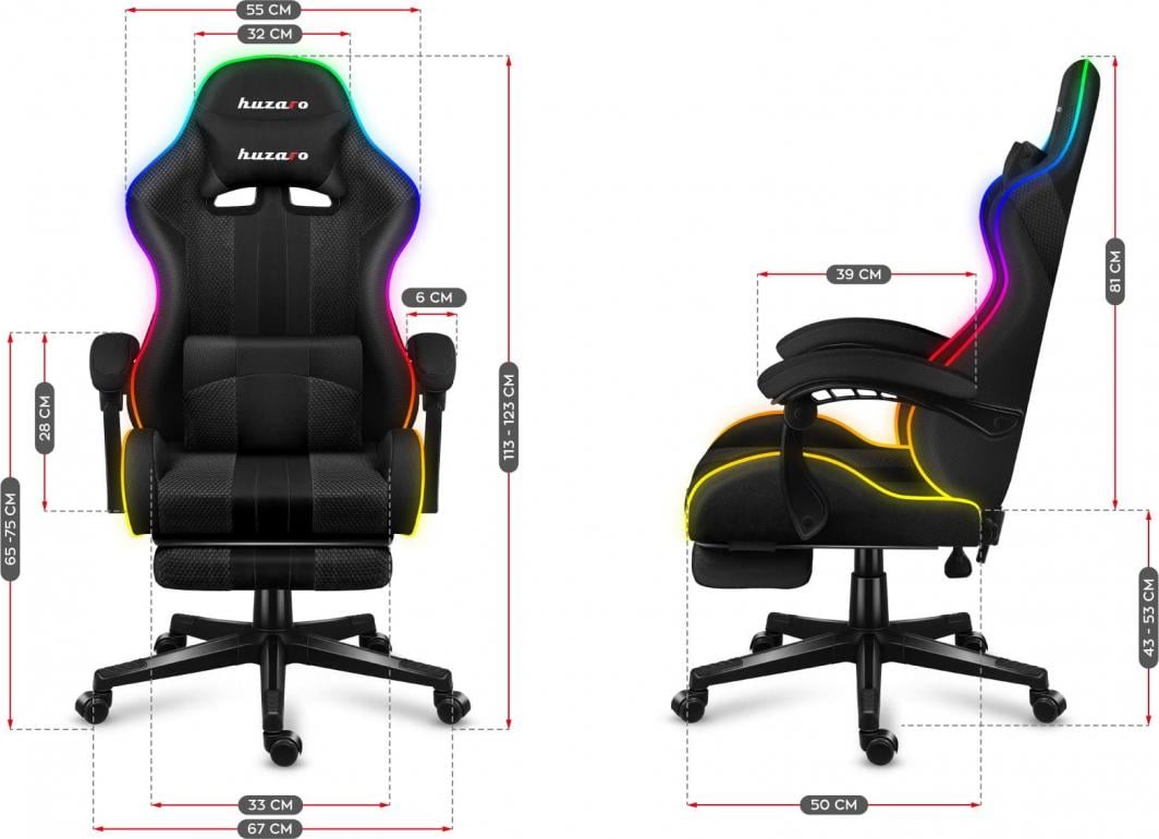 [OUTLET] Karrige Huzaro Force 4.7 RGB, e zezë