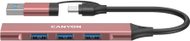 Hub USB 4 në 1 Canyon DS-02, USB-A dhe USB-C, portativ, rozë