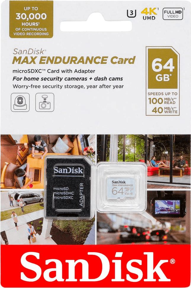 Kartë memorje SanDisk Max Endurance microSDXC, 64GB, Class 10 UHS I U3 V30