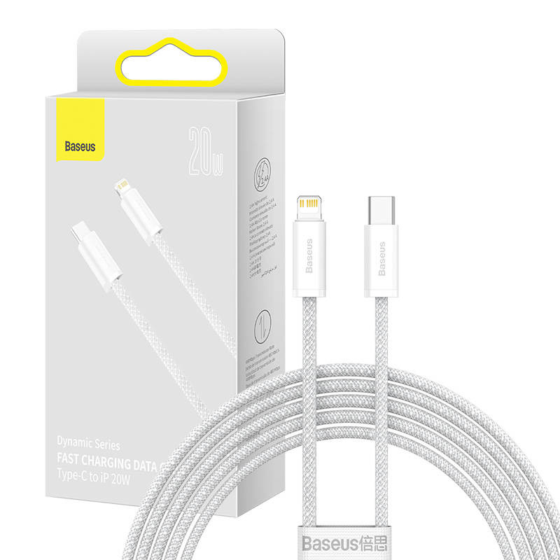 Kabllo karikimi Baseus BSU3062WHT USB C në Lightning, 2 m, 20W PD, e bardhë