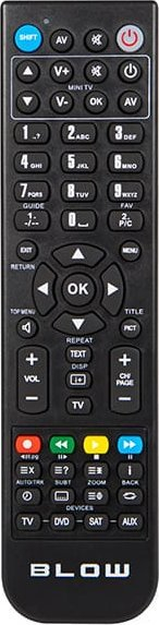 Telekomandë universale Blow, programueshme, për TV dhe DVD, e zezë