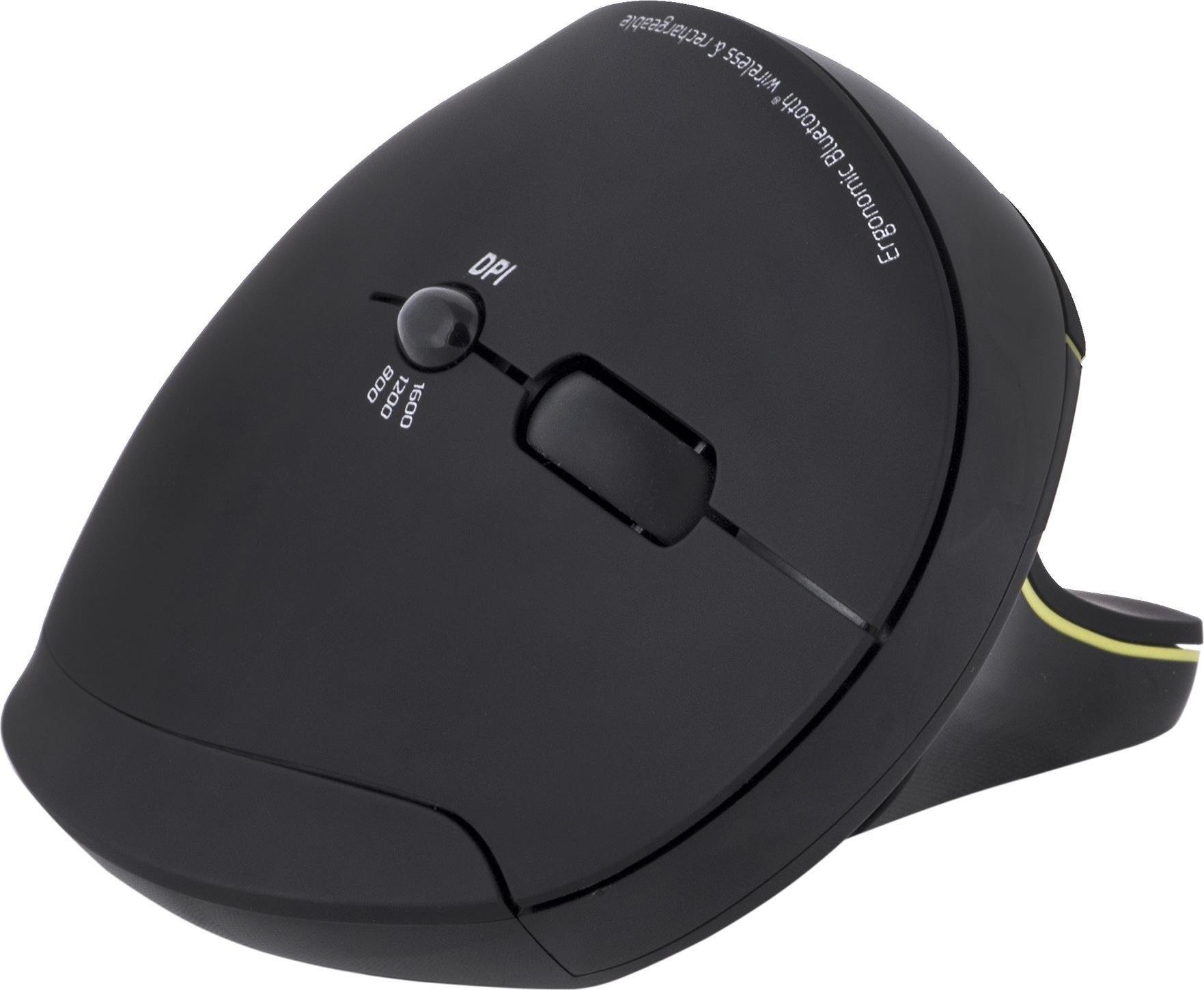 Maus ergonomik wireless i rikarikueshëm, 2.4 GHz, Bluetooth, i zi