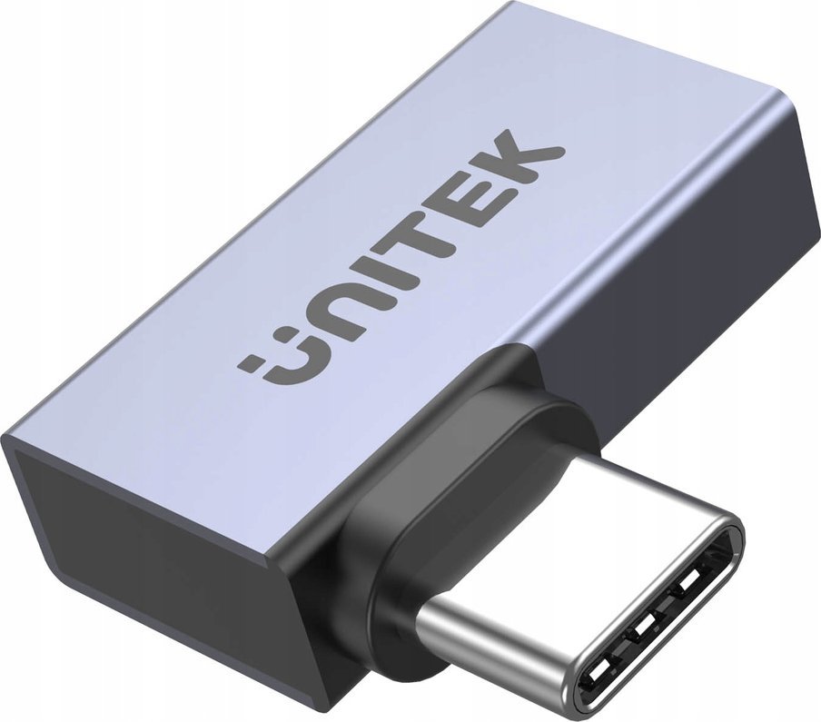 Adapter USB4 UNITEK A1040GY, Type C mashkull në femër 90°, 40Gbps, PD 240W, gri
