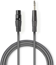 Kabllo audio Nedis OnStage Balanced, XLR 3-pin femër në 6.35 mm mashkull, 1.5 m, gri