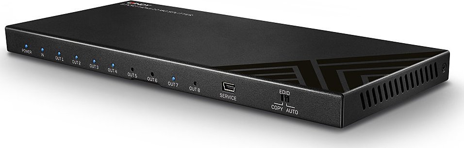 Splitter video HDMI Lindy 38237, 1 në 8, 4K, i zi
