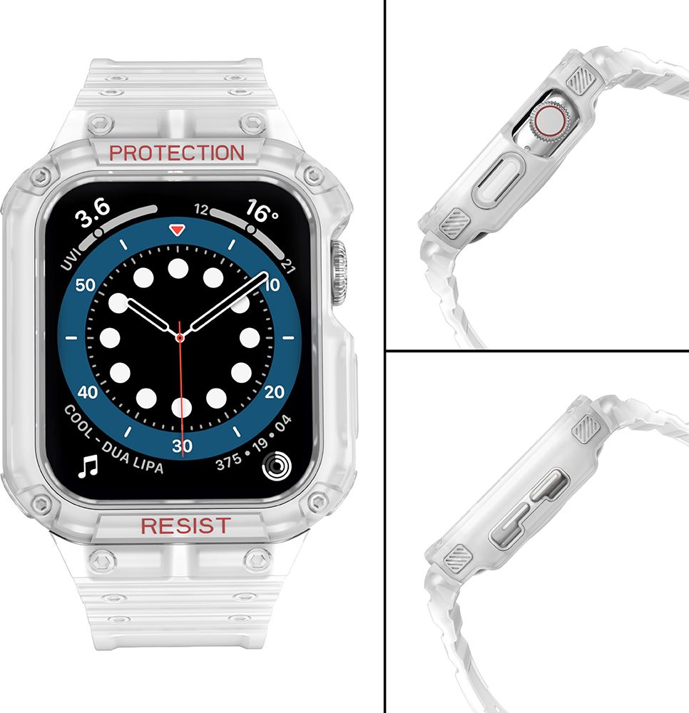 Rrip me kasë mbrojtëse Hurtel Protect për Apple Watch 7 6 5 4 3 2 SE, 45 44 42mm, i bardhë