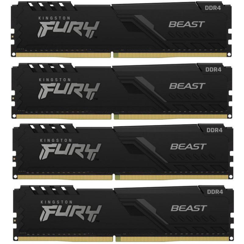 Memorie RAM Kingston Fury Beast, 16GB DDR4 2666MHz CL16, kit 4x DIMM, e zezë