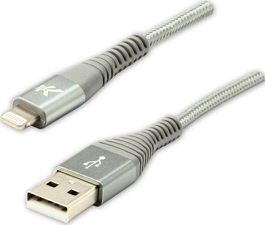 Kabllo USB Logo USB A në Lightning, 2 m, 2.4A, argjendtë