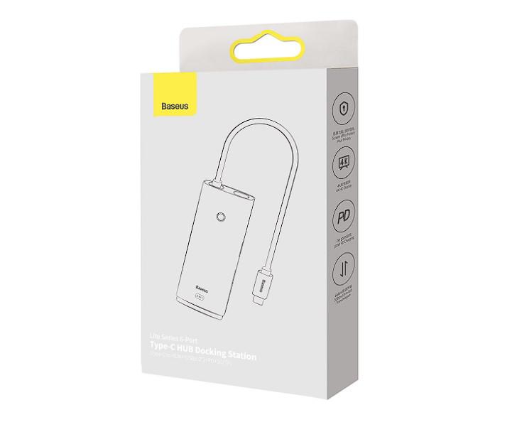 Hub USB C Baseus Lite Series WKQX050102, 6 në 1, HDMI 4K, gri