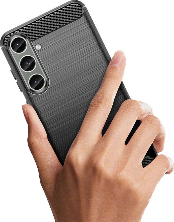 Mbështjellës telefoni Carbon Case Samsung Galaxy S24 Plus, TPU fleksibël, efekt fibër karboni, i zi