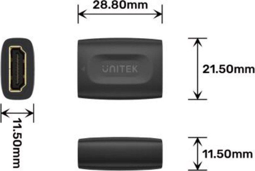 Adapter HDMI Unitek A1013BK, HDMI në HDMI, 4K 60Hz, i zi