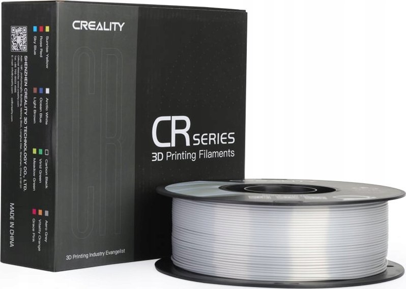 Filament 3D Creality Silk PLA, 1.75mm, saktësi ±0.03mm, argjend me shkëlqim