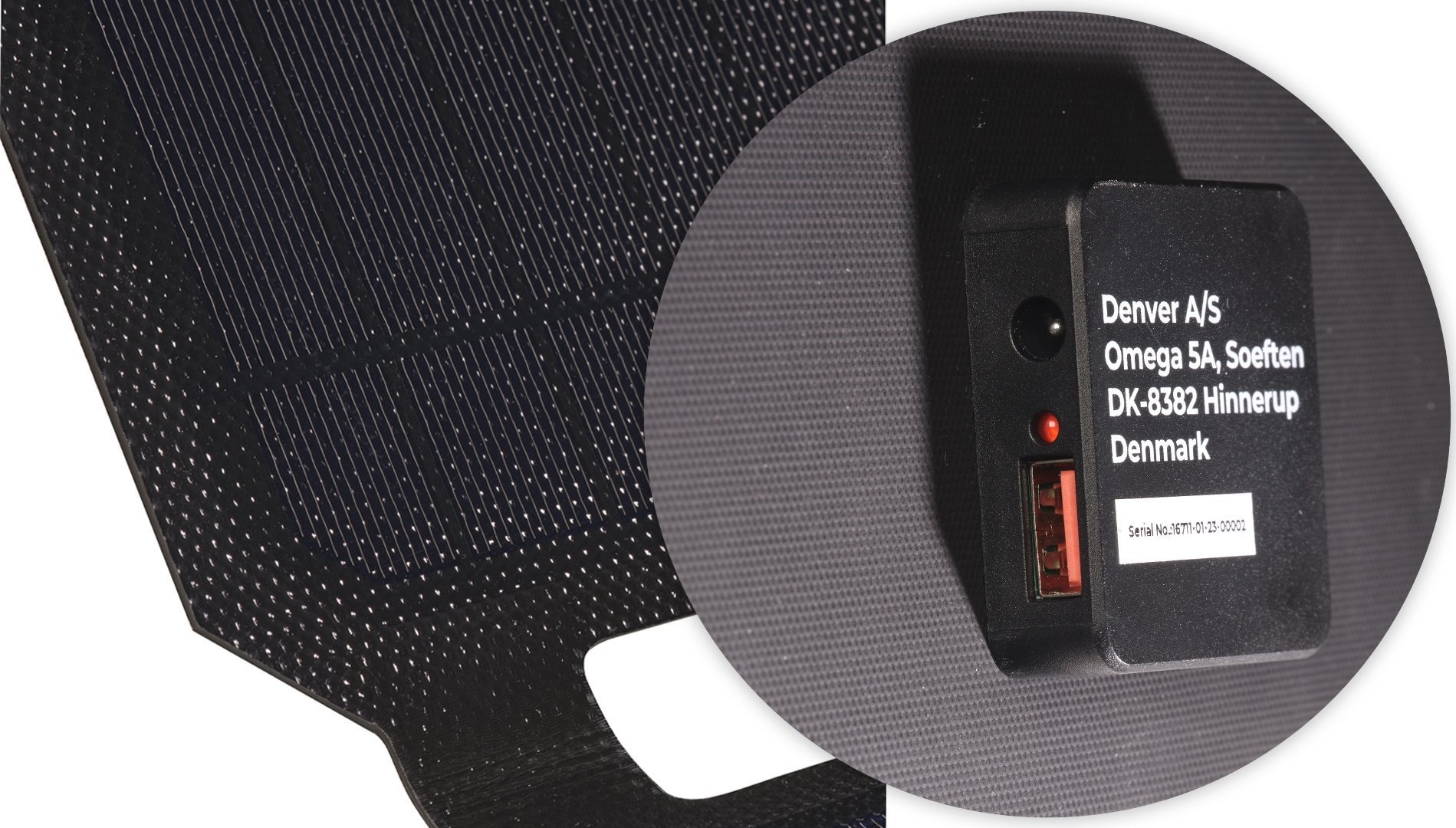 Panel diellor portativ Denver SOP-10200MK2, 20W, dalje USB dhe DC, i zi