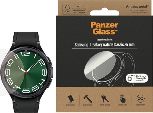 Xham mbrojtës PanzerGlass Samsung Galaxy Watch6 Classic 47mm, xham i temperuar, transparent