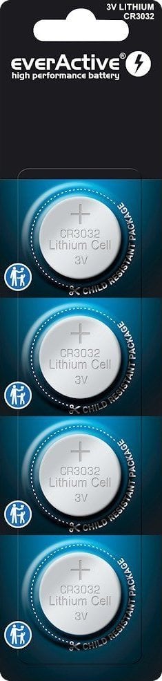 Bateri litiumi EverActive CR3032, set 4 copë, 3V