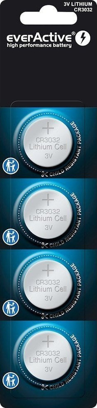 Bateri litiumi EverActive CR3032, set 4 copë, 3V