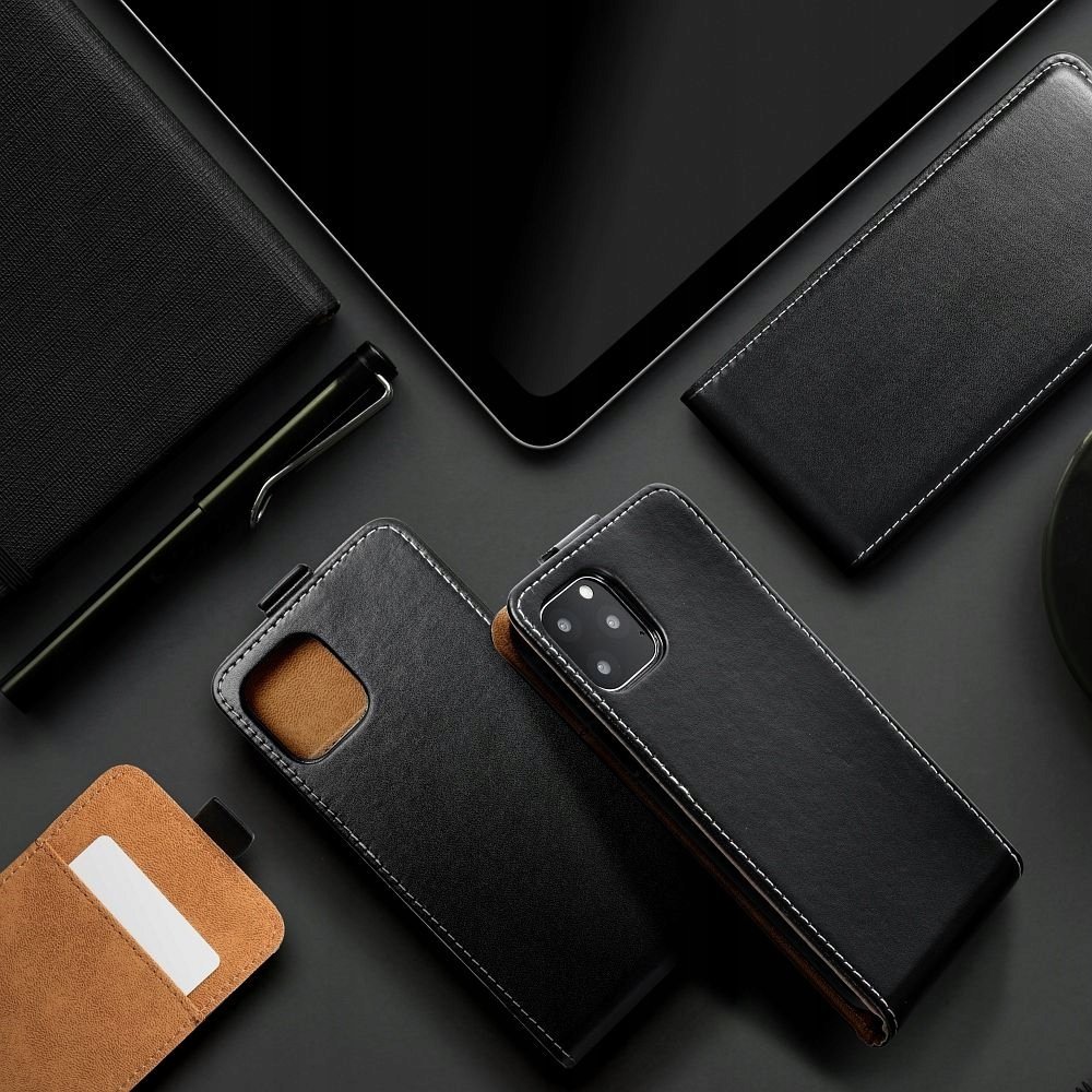 Këllëf portofol Futera Slim Flexi për Xiaomi Redmi 12 4G, kapak vertikal, magnetik, i zi