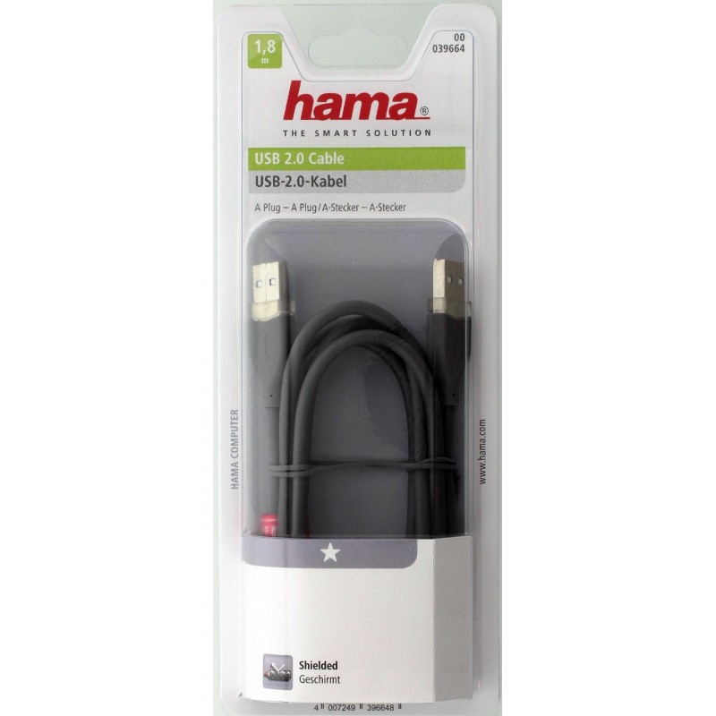 HAMA USB 2.0 CABLE A PLUG- A PLUG, A-STECKER - A STECKER
