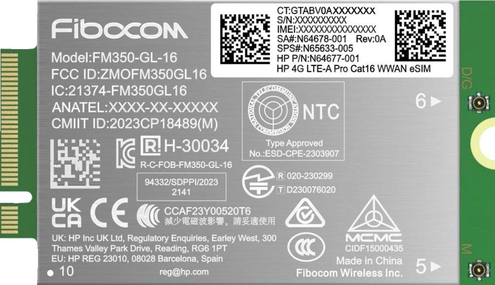 Modul WWAN HP 4G LTE-A Pro Cat16, për laptop, i brendshëm