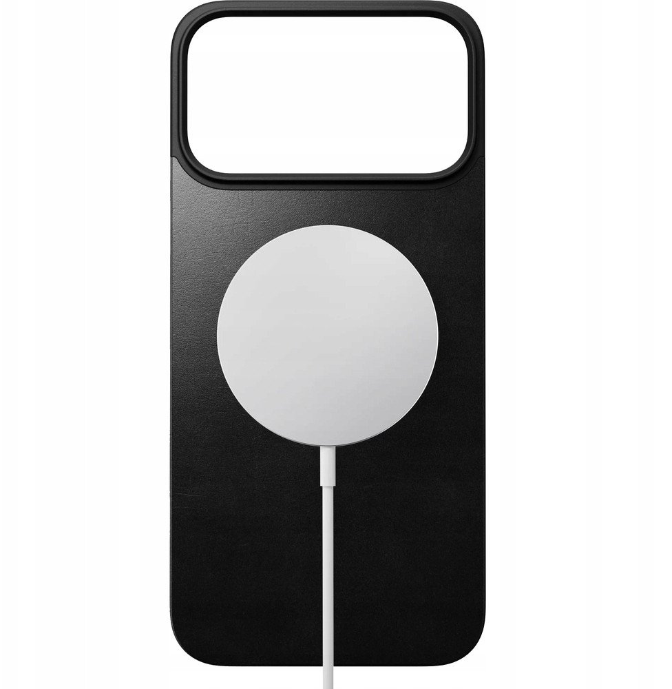 Mbulesë magnetike Nomad Magnetic Leather Back për iPhone 17 Pro Max, lëkurë Horween, ultra e hollë, e zezë