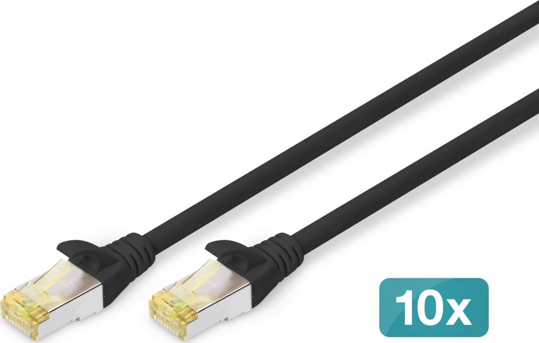 Сет мрежни кабли Digitus CAT 6A S/FTP, 10 парчиња, 2m, црни