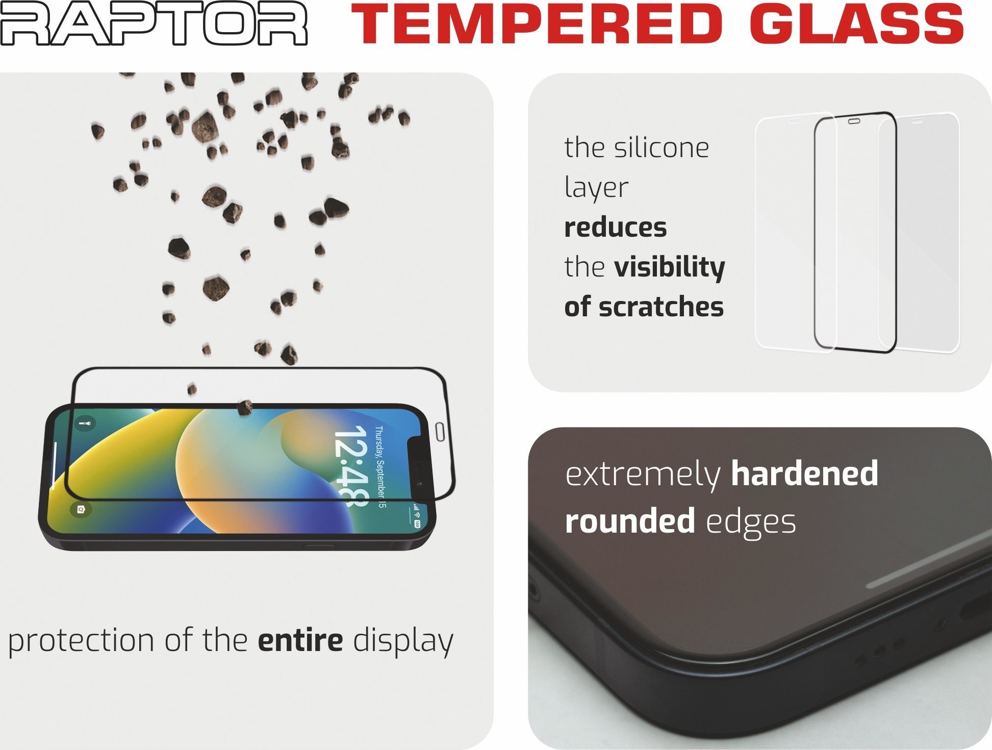 Xham mbrojtës Swissten Raptor Diamond Ultra Clear 3D, për iPhone 15 Pro Max, i zi