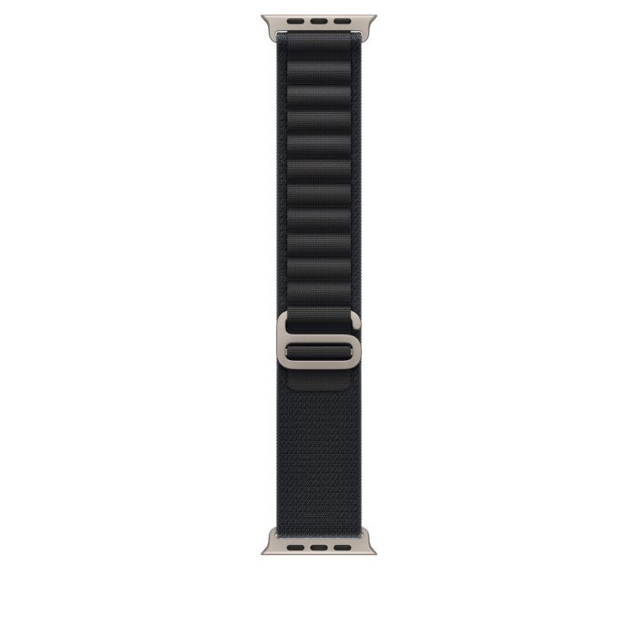 Apple Watch 49mm Loop, Black Alpine Loop, Large, Natural Titanium Finish