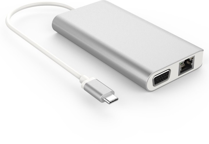 Konvertues PremiumCord USB3.1 type-C në HDMI+VGA+RJ45+2xUSB3.0+SD card +3,5mm+PD charge